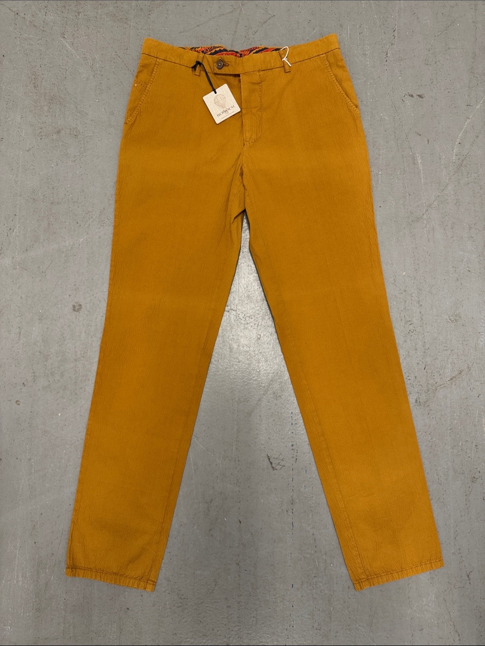 NWT Berwich Biscotto Seersucker Cotton Trousers